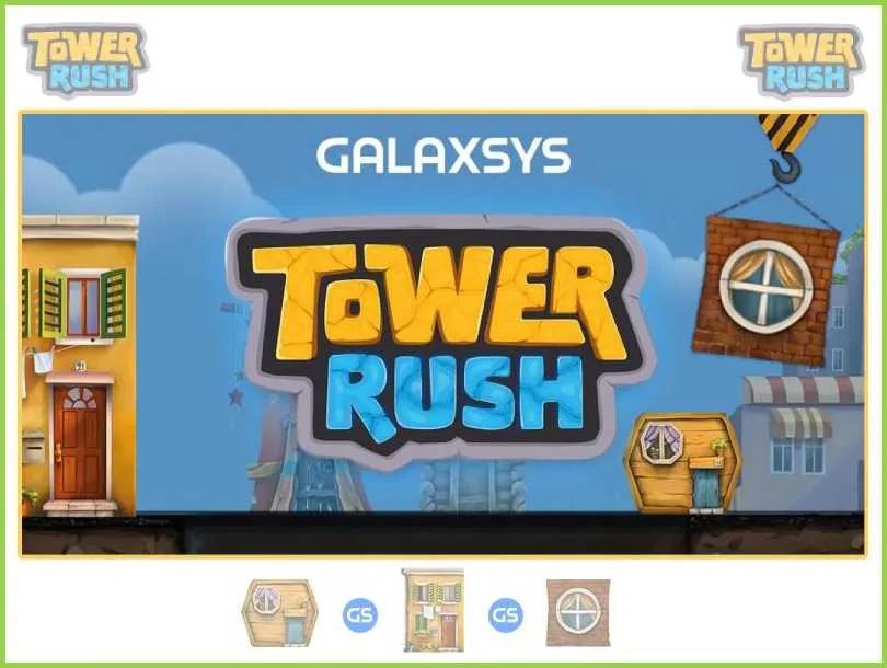Tower Rush game progression levels and achievement badges for players